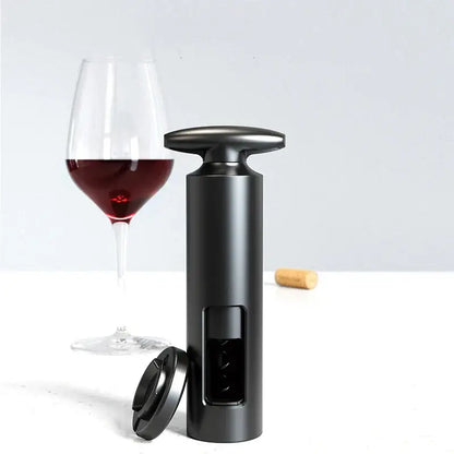 Sleek black metal corkscrew premium kitchen tool for wine bottles