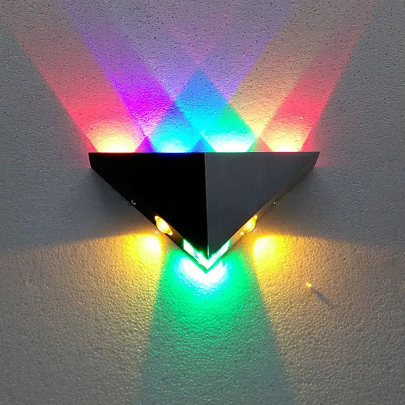 Sleek black pyramid rgb wall lamp – living room led fixture