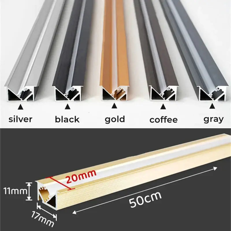 Sleek black silver & gold led aluminum profile kitchen shelf lighting