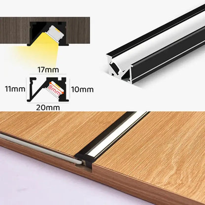 Sleek black silver & gold led aluminum profile kitchen shelf lighting