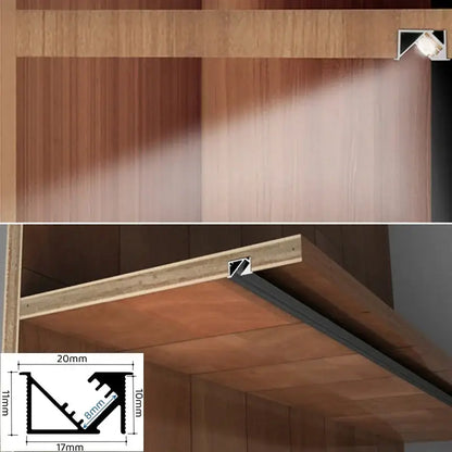 Sleek black silver & gold led aluminum profile kitchen shelf lighting