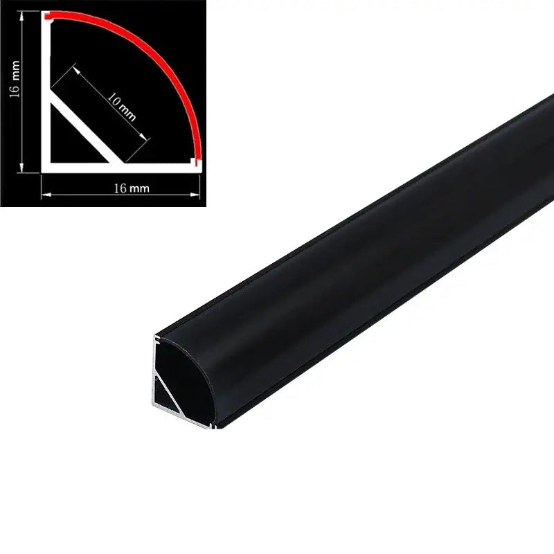 Sleek black & silver led aluminum profile kitchen corner light