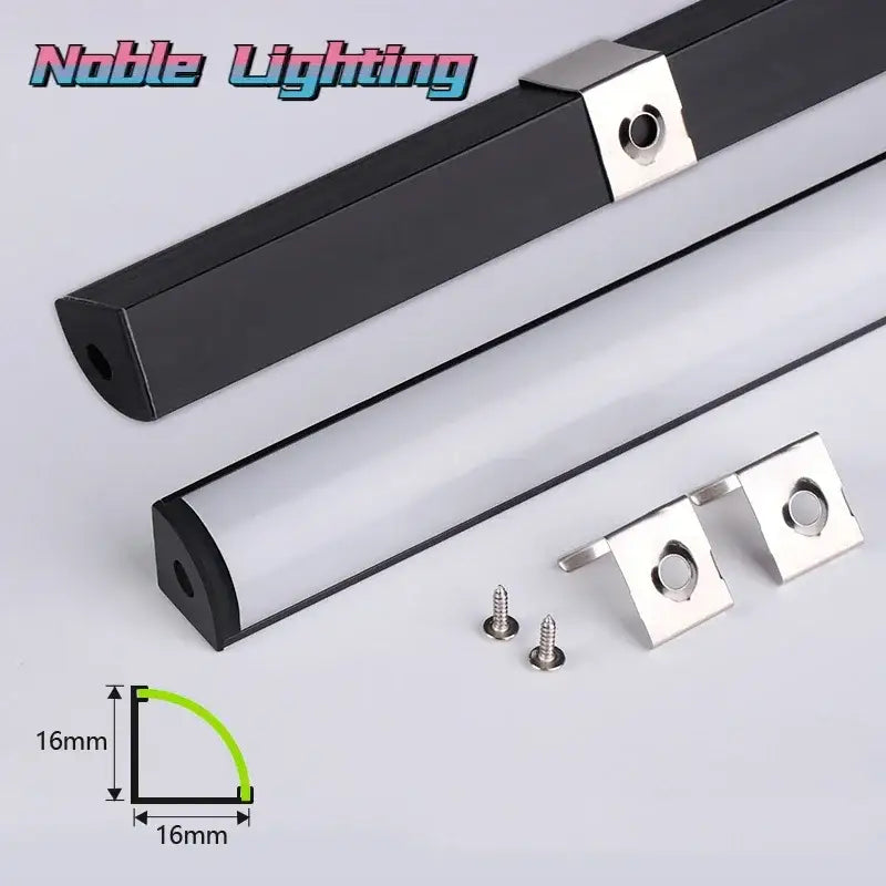 Sleek black & silver led aluminum profile kitchen corner light