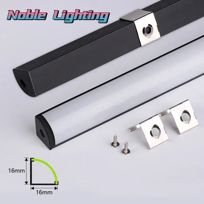 Sleek black & silver led aluminum profile kitchen corner light