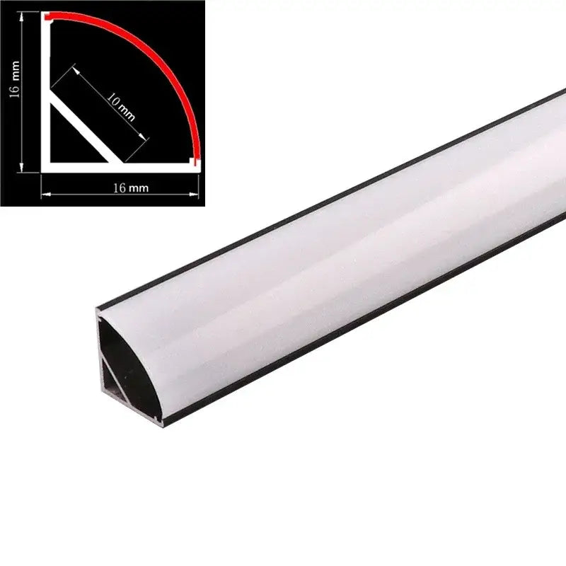Sleek black & silver led aluminum profile kitchen corner light