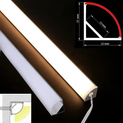 Sleek black & silver led aluminum profile kitchen corner light