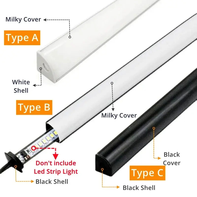 Sleek black & silver led aluminum profile kitchen corner light