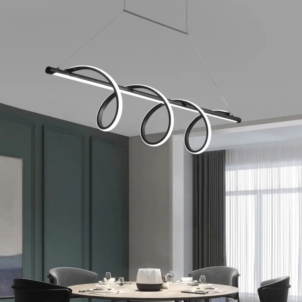 DecorBites™ Sleek Black Spiral Island LED Light for Dining Room Suspension