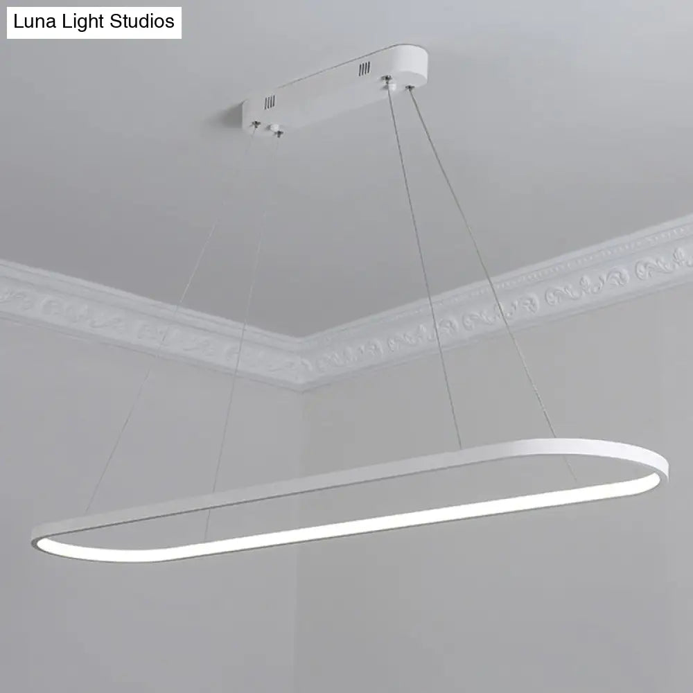 DecorBites™ Sleek Black & White Ellipse Hanging Lamp - Simplicity 27"/35.5" L - LED Island Light Fixture for Dining Table