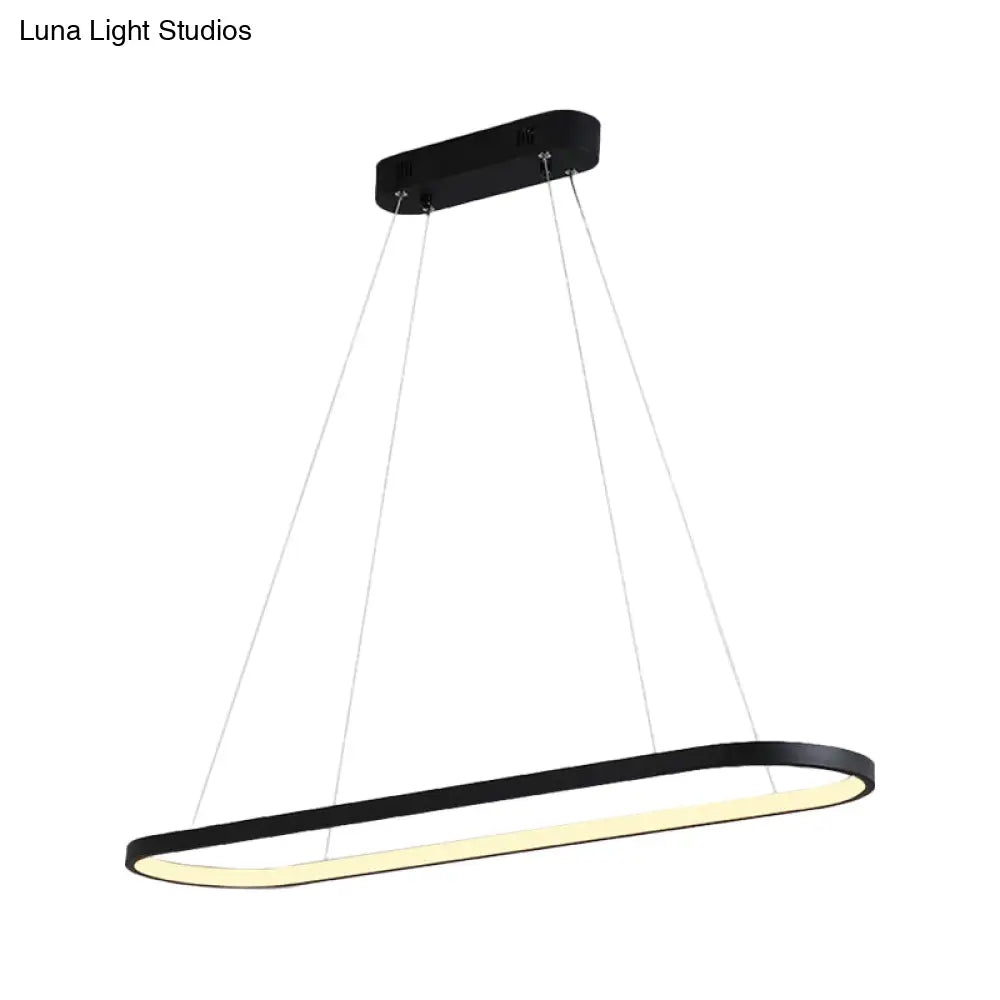 DecorBites™ Sleek Black & White Ellipse Hanging Lamp - Simplicity 27"/35.5" L - LED Island Light Fixture for Dining Table