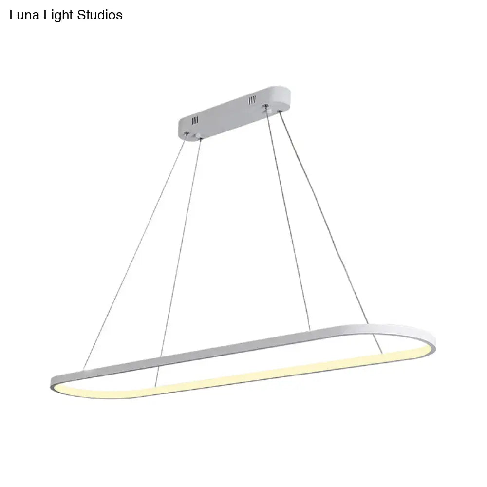 DecorBites™ Sleek Black & White Ellipse Hanging Lamp - Simplicity 27"/35.5" L - LED Island Light Fixture for Dining Table