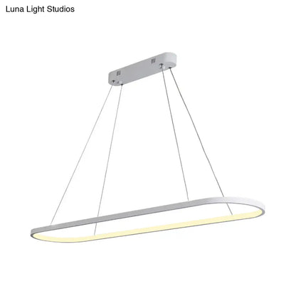 DecorBites™ Sleek Black & White Ellipse Hanging Lamp - Simplicity 27"/35.5" L - LED Island Light Fixture for Dining Table