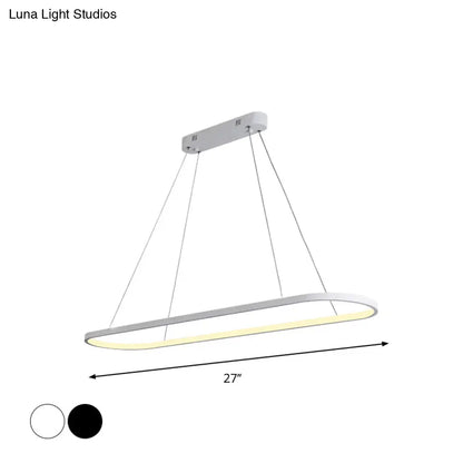 DecorBites™ Sleek Black & White Ellipse Hanging Lamp - Simplicity 27"/35.5" L - LED Island Light Fixture for Dining Table