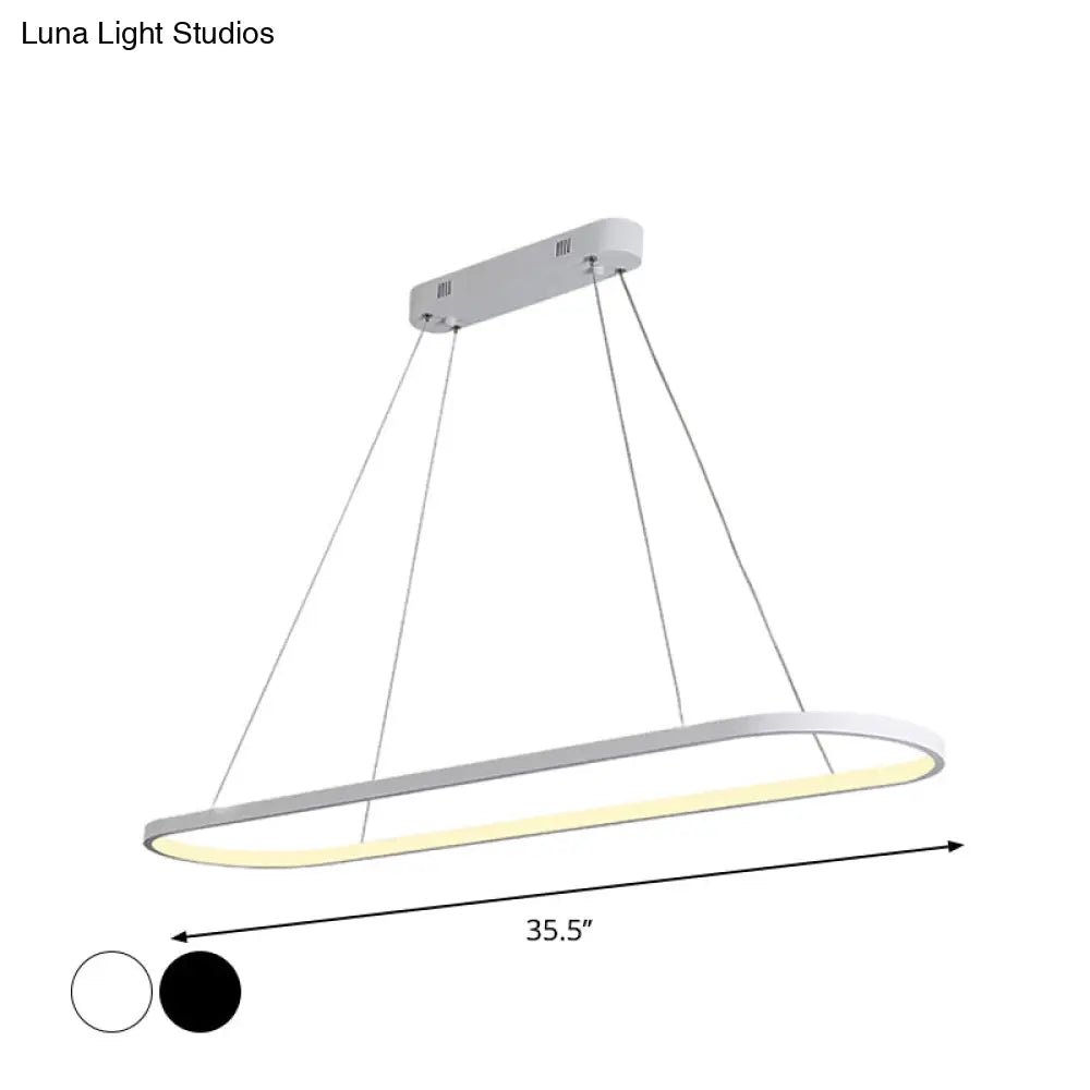 DecorBites™ Sleek Black & White Ellipse Hanging Lamp - Simplicity 27"/35.5" L - LED Island Light Fixture for Dining Table