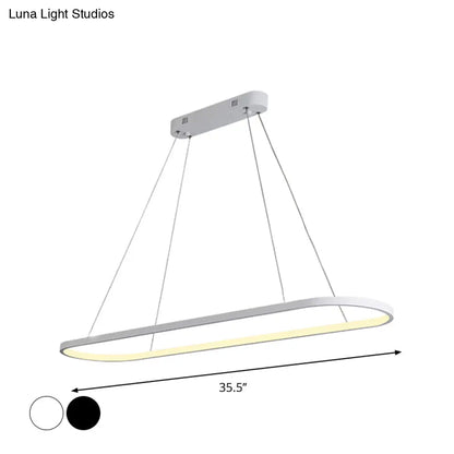 DecorBites™ Sleek Black & White Ellipse Hanging Lamp - Simplicity 27"/35.5" L - LED Island Light Fixture for Dining Table