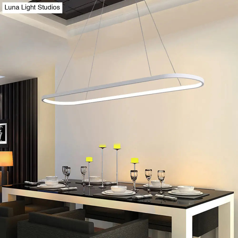 DecorBites™ Sleek Black & White Ellipse Hanging Lamp - Simplicity 27"/35.5" L - LED Island Light Fixture for Dining Table