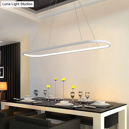 DecorBites™ Sleek Black & White Ellipse Hanging Lamp - Simplicity 27"/35.5" L - LED Island Light Fixture for Dining Table