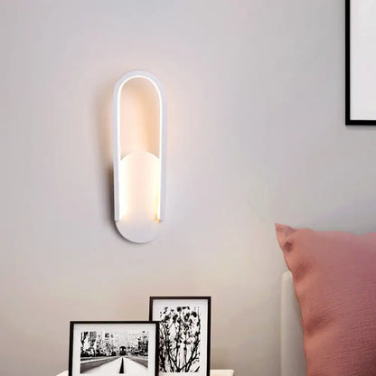 DecorBites™ Sleek Black/White Sloped Half-Oblong Sconce Minimalist Acrylic LED Wall Light in Warm/White - Perfect for Parlor