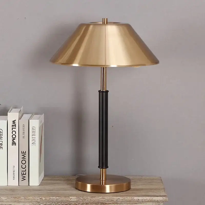 Sleek brass & black copper table lamp for bedroom living room