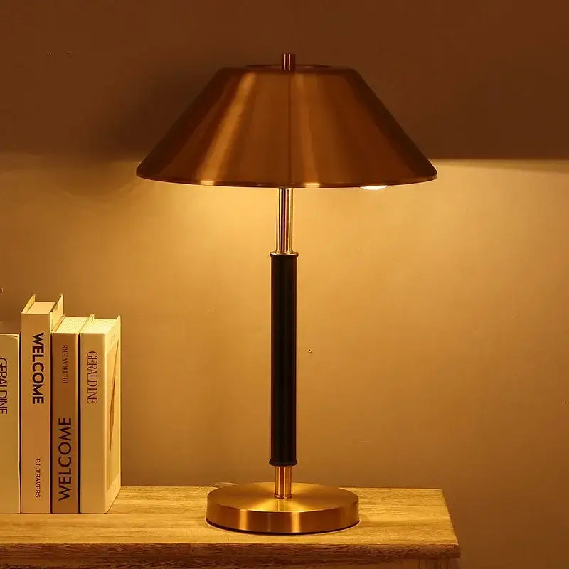 Sleek brass & black copper table lamp for bedroom living room