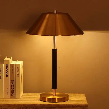 Sleek brass & black copper table lamp for bedroom living room
