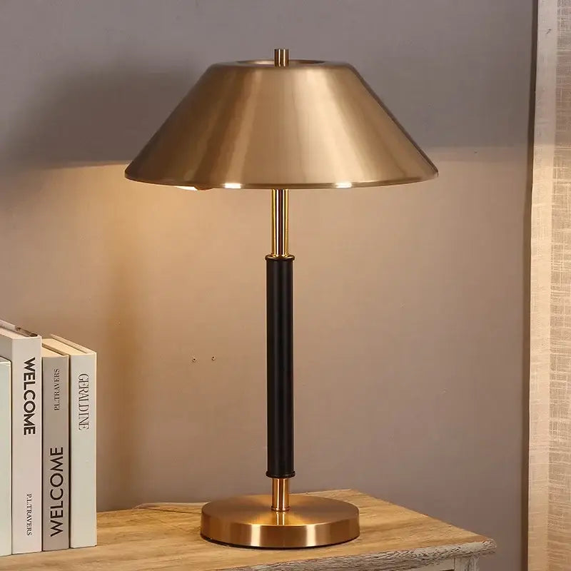 Sleek brass & black copper table lamp for bedroom living room