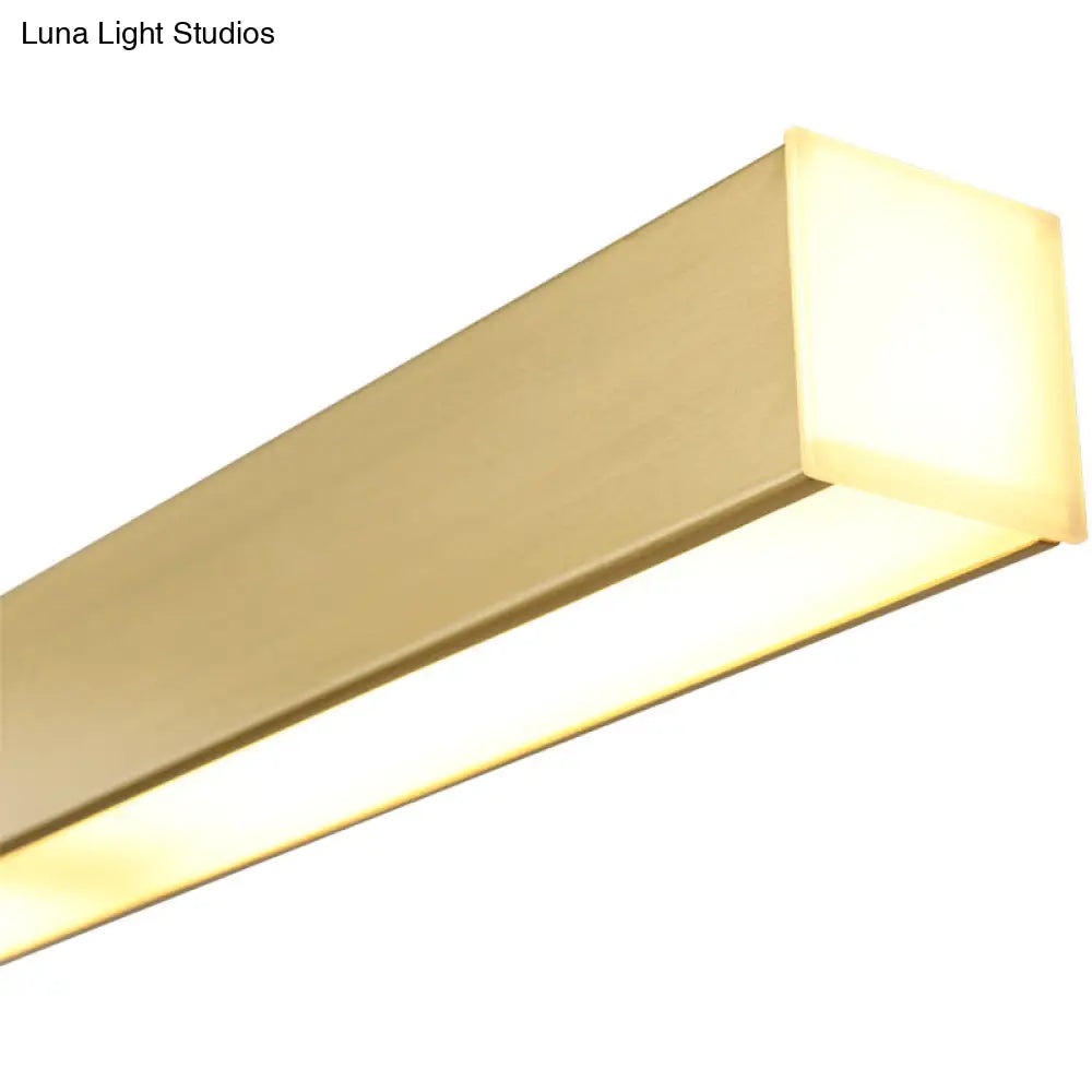 DecorBites™ Sleek Brass Island Lamp: Simplicity Pole-Shaped LED Suspension Lighting for Acrylic Dining Rooms
