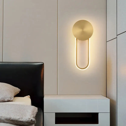 DecorBites™ Sleek Brass LED Wall Sconce Light for Bedside – Simple Elliptical Metal Lamp Fixture