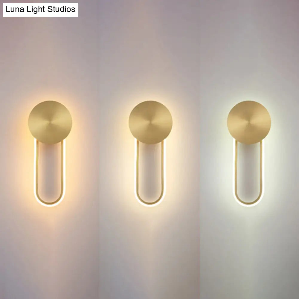 DecorBites™ Sleek Brass LED Wall Sconce Light for Bedside – Simple Elliptical Metal Lamp Fixture