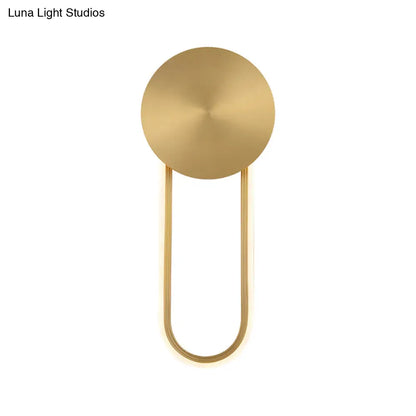 DecorBites™ Sleek Brass LED Wall Sconce Light for Bedside – Simple Elliptical Metal Lamp Fixture