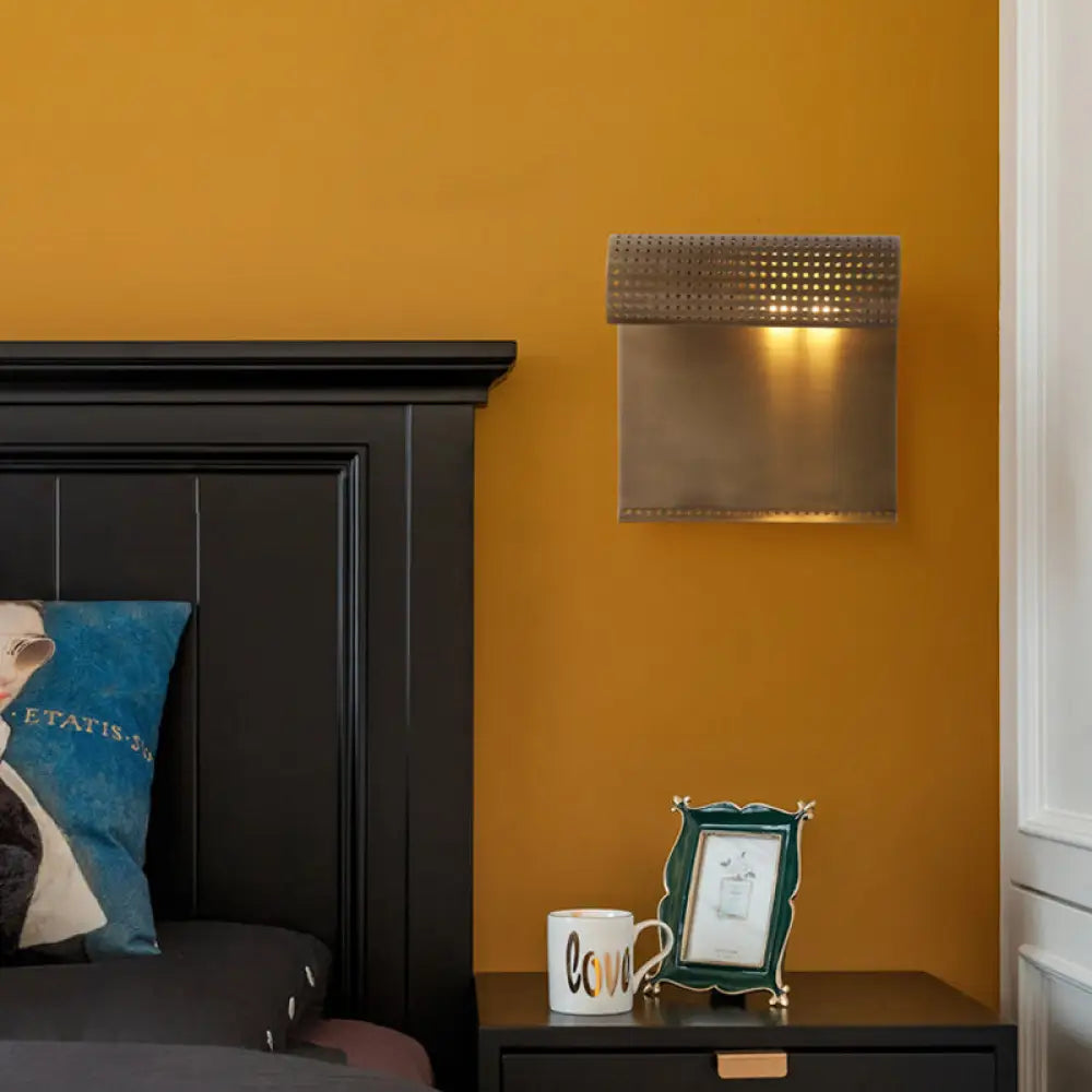 DecorBites™ Sleek Brass Wall Sconce: Scrolled Design, Wall Mounted, 1-Bulb, Ideal for Bedroom Lighting