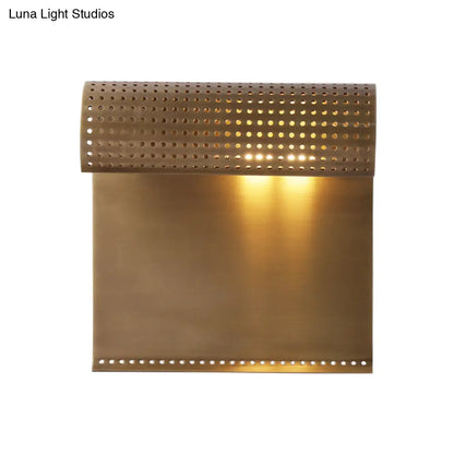 DecorBites™ Sleek Brass Wall Sconce: Scrolled Design, Wall Mounted, 1-Bulb, Ideal for Bedroom Lighting