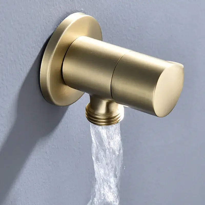 Sleek brushed gold corner valve water control bathroom tap