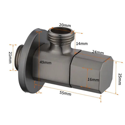 Sleek brushed gold corner valve water control bathroom tap