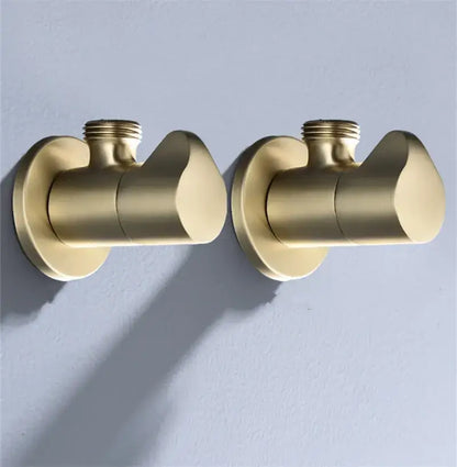 Sleek brushed gold corner valve water control bathroom tap
