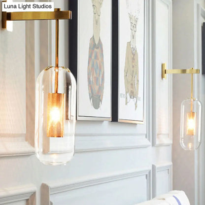 DecorBites™ Sleek Glass Capsule Sconce - Minimalist 1-Light Wall Mount with Wire Mesh Guard