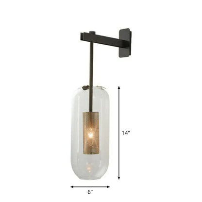 DecorBites™ Sleek Glass Capsule Sconce - Minimalist 1-Light Wall Mount with Wire Mesh Guard