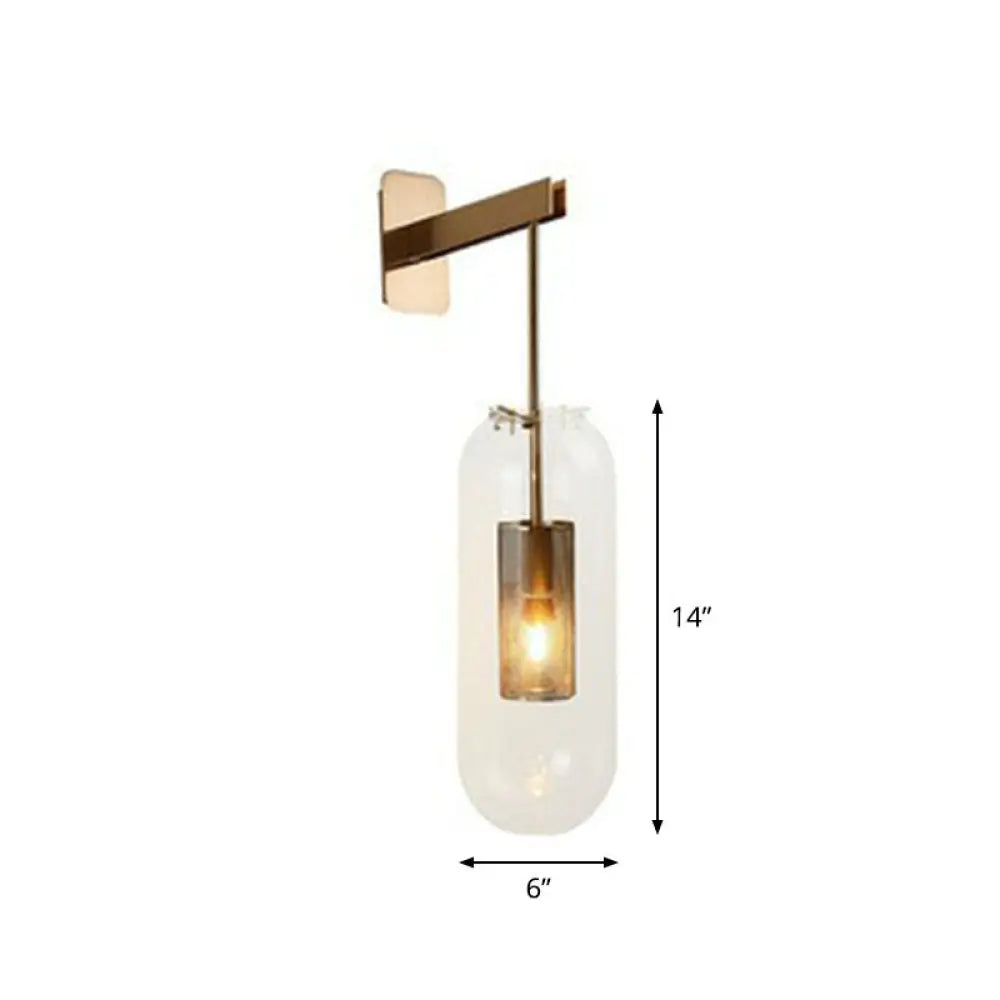DecorBites™ Sleek Glass Capsule Sconce - Minimalist 1-Light Wall Mount with Wire Mesh Guard