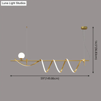 DecorBites™ Sleek Gold Curves Pendant Light with Simplicity LED and Ball Shade