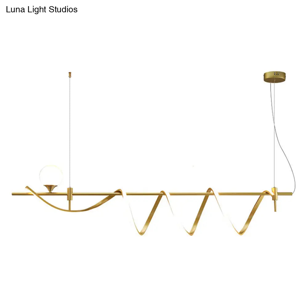 DecorBites™ Sleek Gold Curves Pendant Light with Simplicity LED and Ball Shade