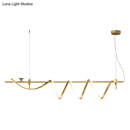 DecorBites™ Sleek Gold Curves Pendant Light with Simplicity LED and Ball Shade