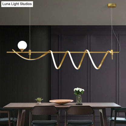 DecorBites™ Sleek Gold Curves Pendant Light with Simplicity LED and Ball Shade