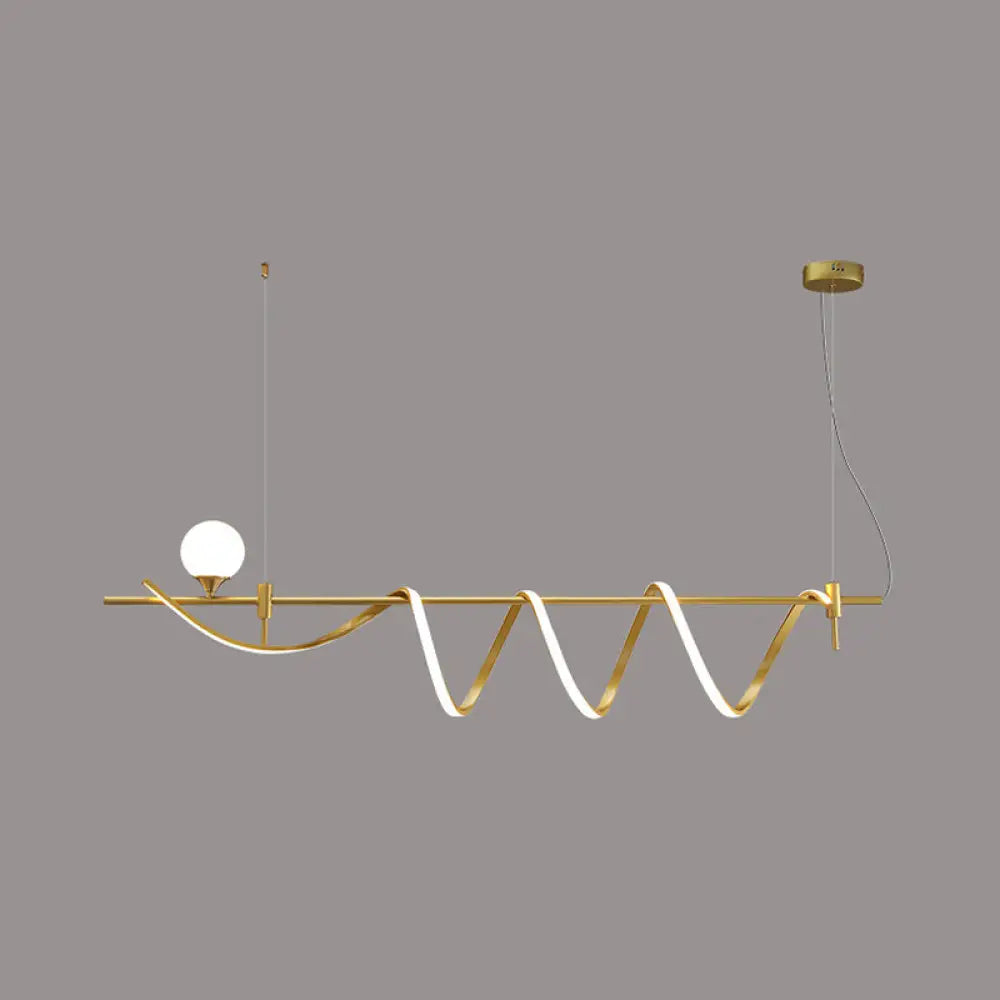 DecorBites™ Sleek Gold Curves Pendant Light with Simplicity LED and Ball Shade