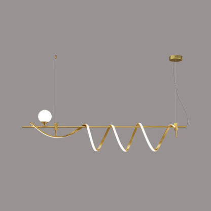 DecorBites™ Sleek Gold Curves Pendant Light with Simplicity LED and Ball Shade