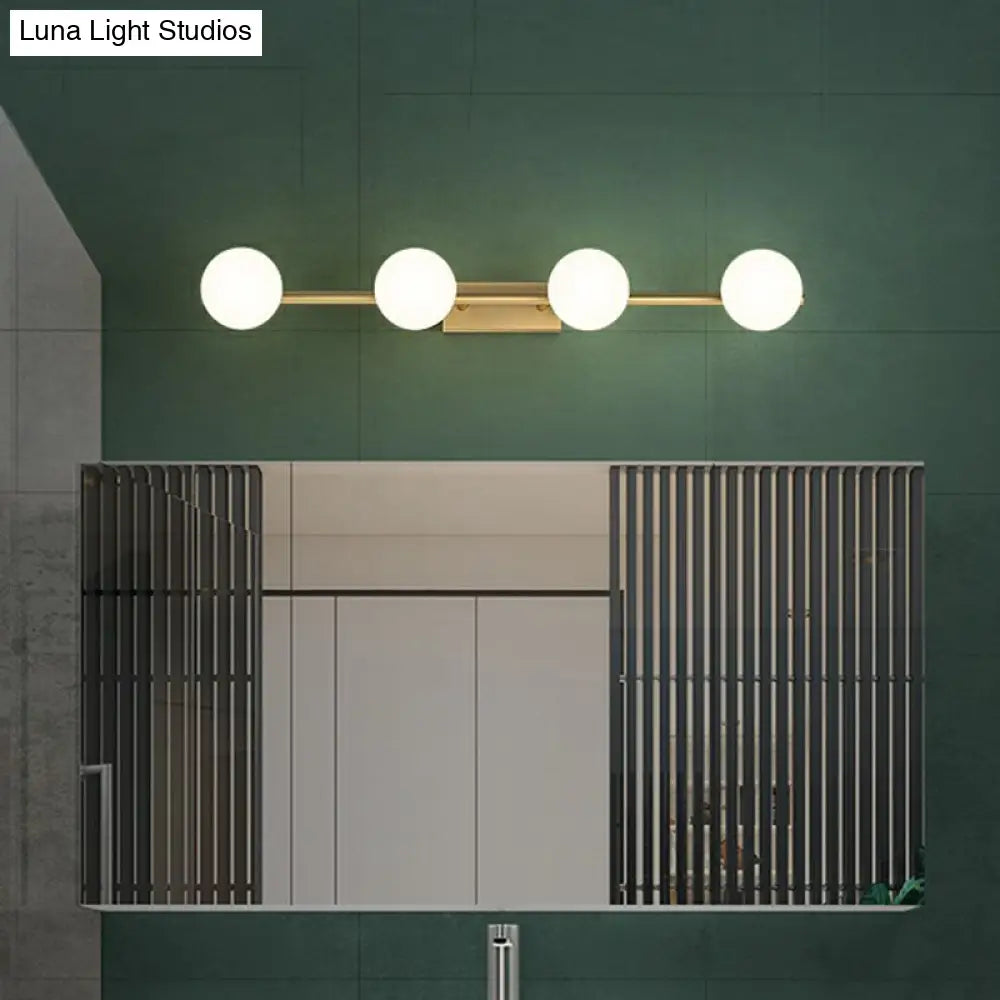 DecorBites™ Sleek Gold Linear Vanity Wall Light with Milky Ball Glass Sconce for Bathroom