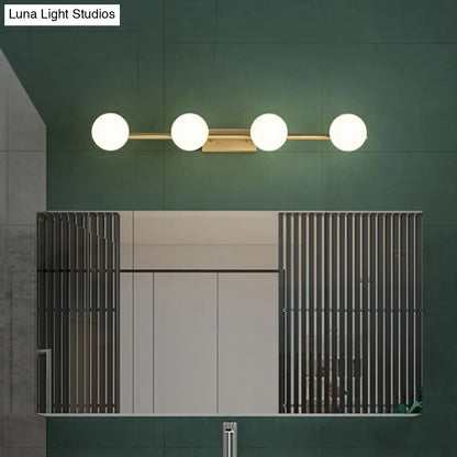 DecorBites™ Sleek Gold Linear Vanity Wall Light with Milky Ball Glass Sconce for Bathroom