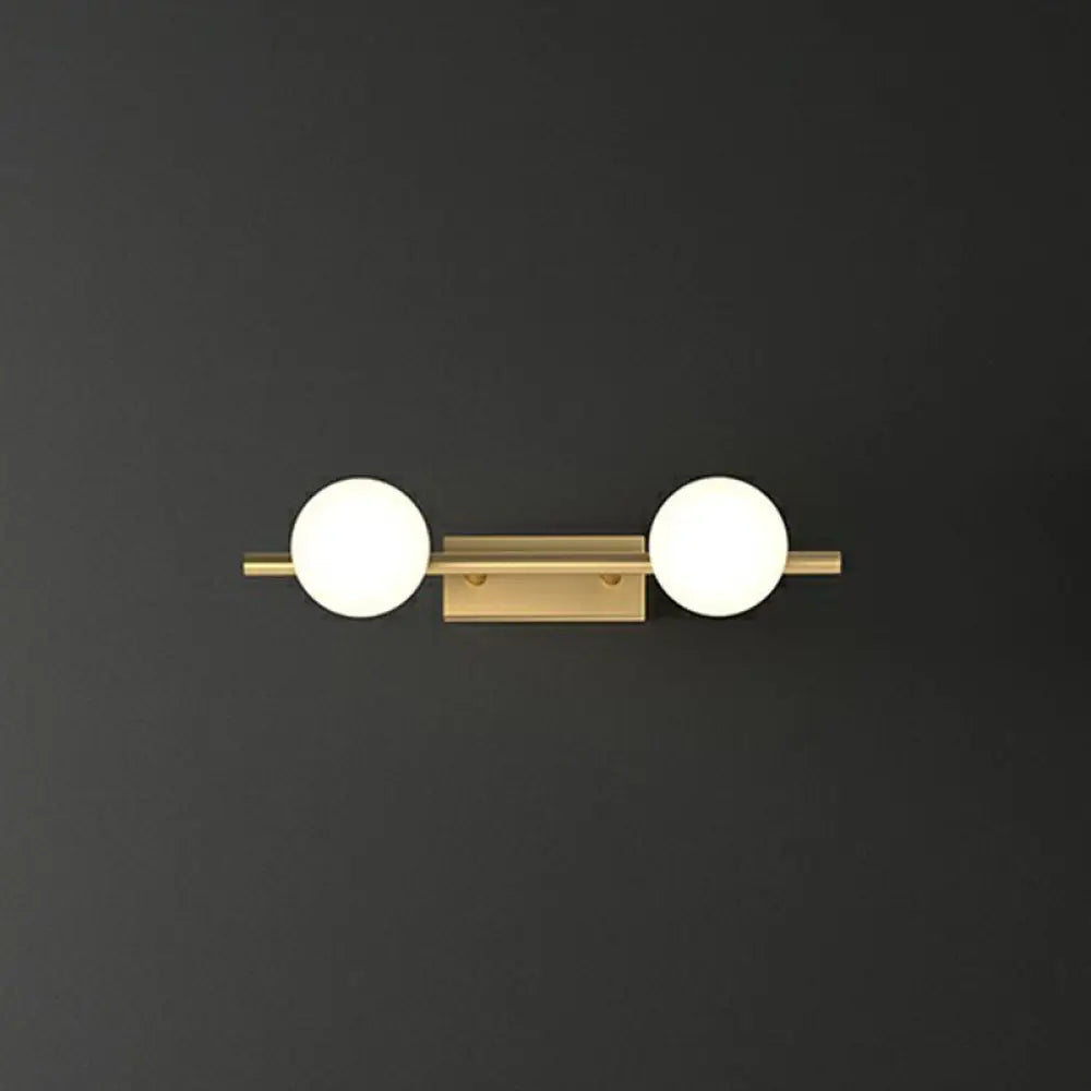DecorBites™ Sleek Gold Linear Vanity Wall Light with Milky Ball Glass Sconce for Bathroom