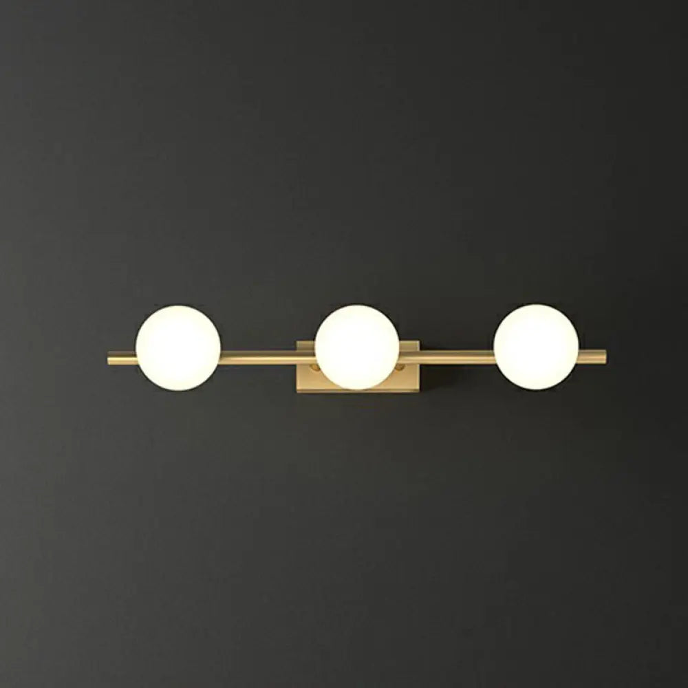 DecorBites™ Sleek Gold Linear Vanity Wall Light with Milky Ball Glass Sconce for Bathroom