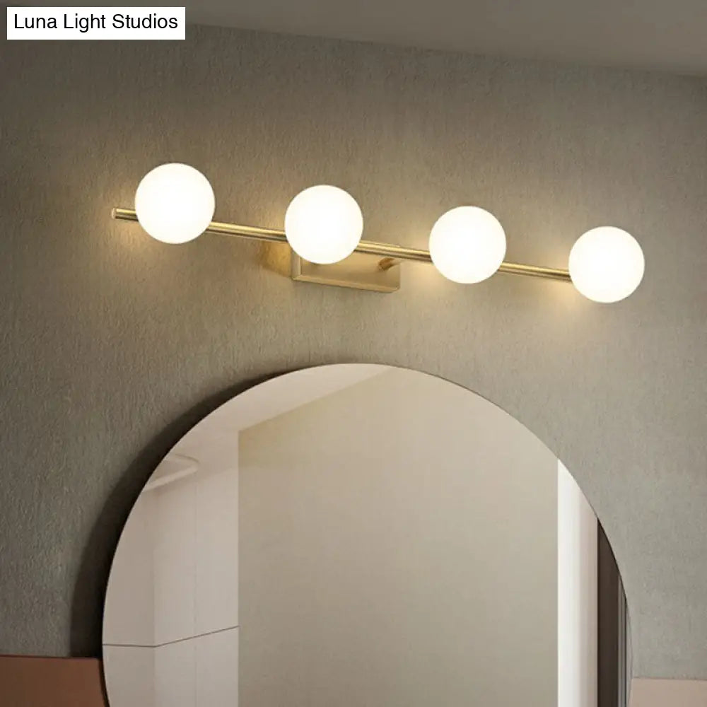 DecorBites™ Sleek Gold Linear Vanity Wall Light with Milky Ball Glass Sconce for Bathroom