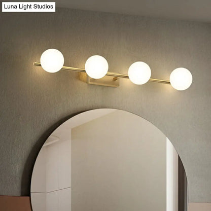 DecorBites™ Sleek Gold Linear Vanity Wall Light with Milky Ball Glass Sconce for Bathroom